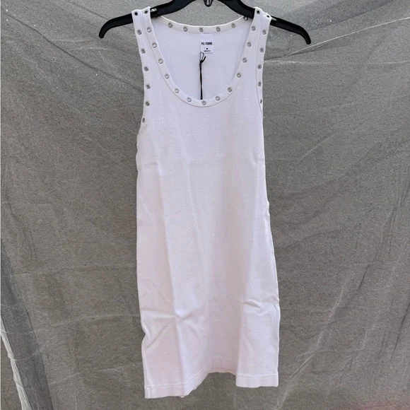 RE/DONE White Studded Tank Dress - Picture 1 of 3